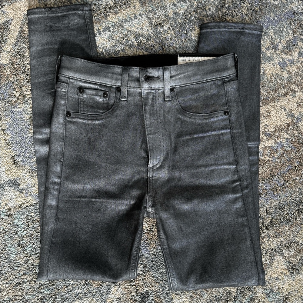 Like New - Rag & Bone High Rise Ankle Skinny Jean -Gunmetal Metallic